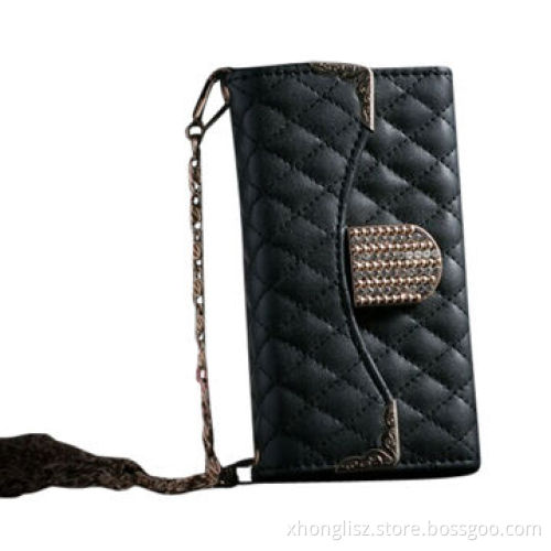 2014 Fashionable Women Metal Chain Purse Leather Case Cover for iPhone Series